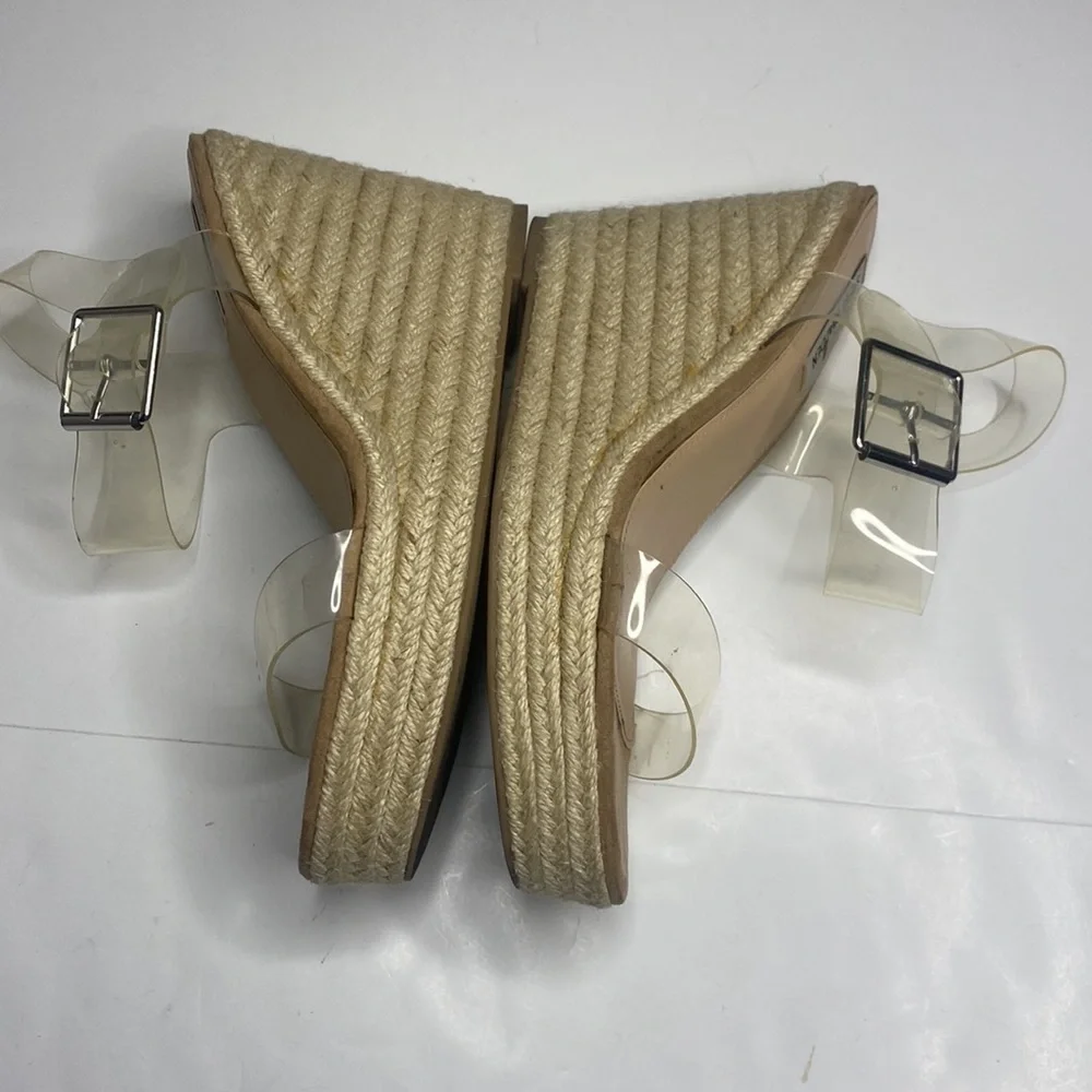 Steve Madden Womens‎ Clear Strap Wedge Heels Open Toe Espadrille Sandals Size 10